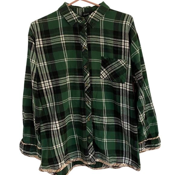 Justify Other - Justify Green Plaid Flannel Button Down Shirt